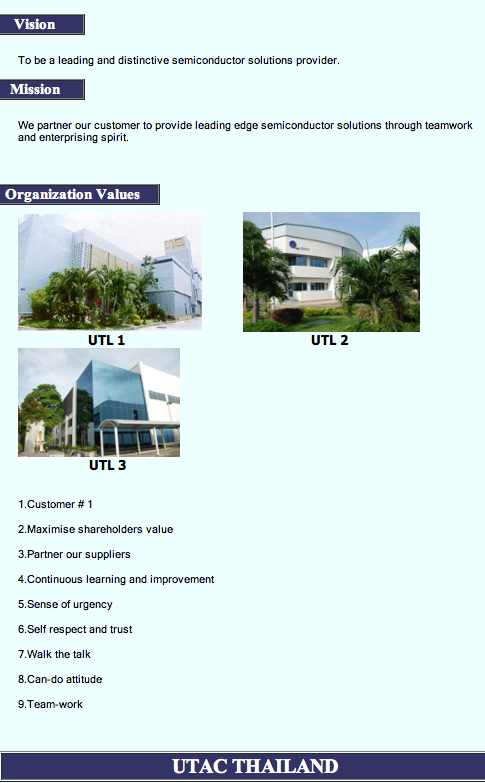 งาน หางาน สมัครงาน UTAC Thai Limited 